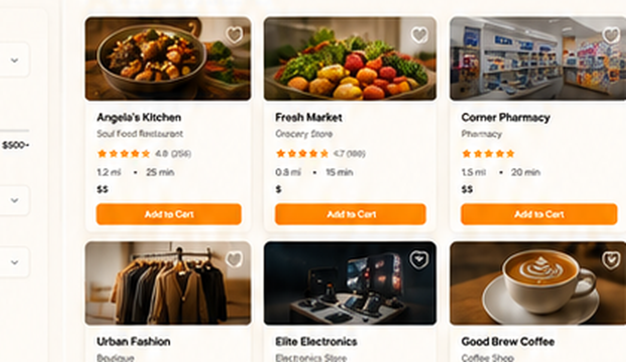 Urban Goodz marketplace with local business cards